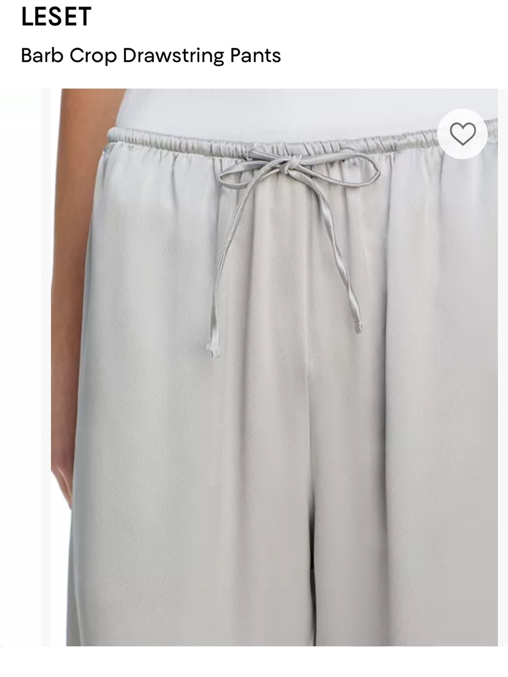 LESET Barb Crop Drawstring Pants in Pale Gray